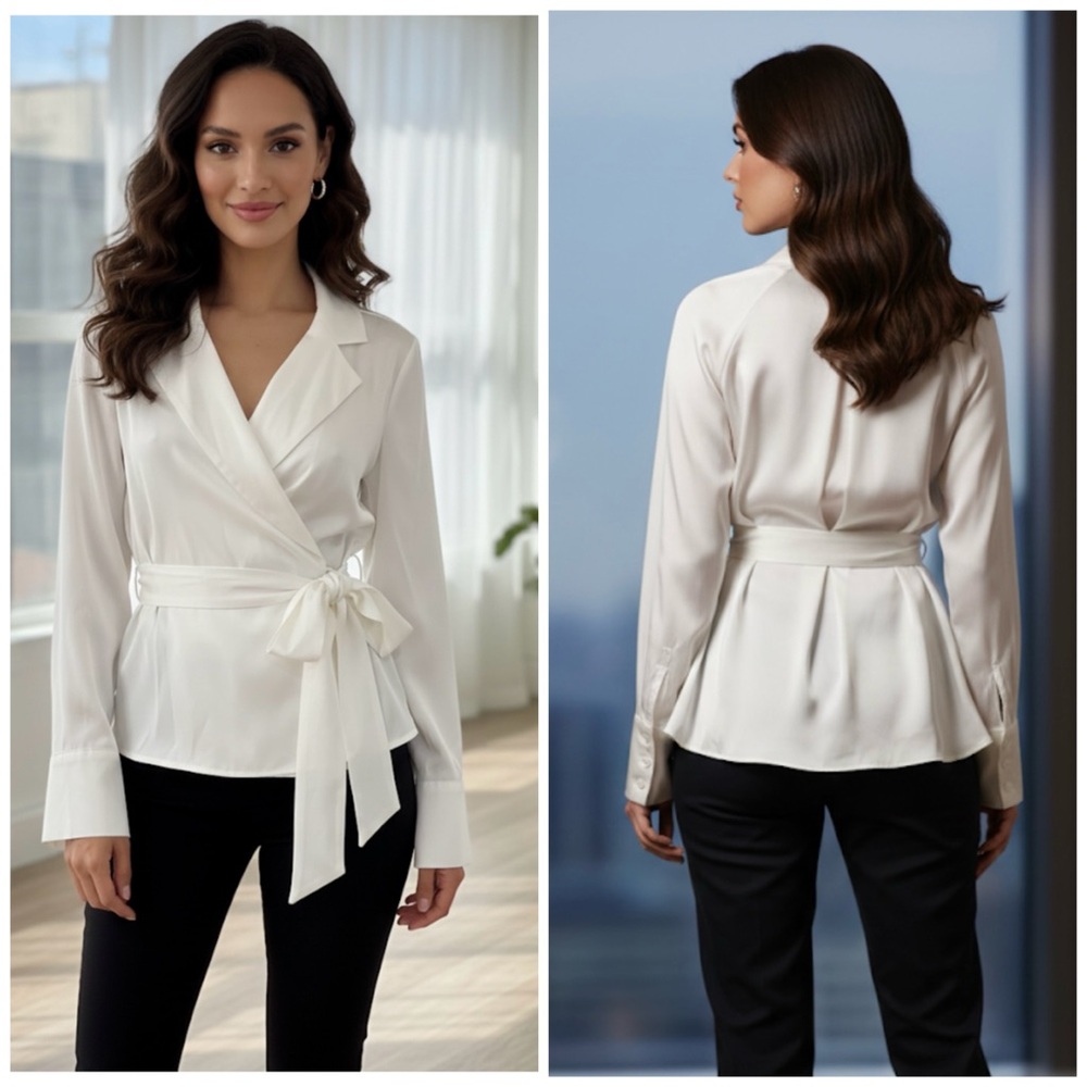 Banana Republic Ivory Wrap Blouse size Small